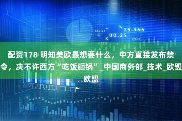 配资178 明知美欧最想要什么，中方直接发布禁令，决不许西方“吃饭砸锅”_中国商务部_技术_欧盟